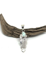 Dry Creek Turquoise Feather Pendant by June Delgarito