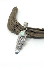 Dry Creek Turquoise Feather Pendant by June Delgarito