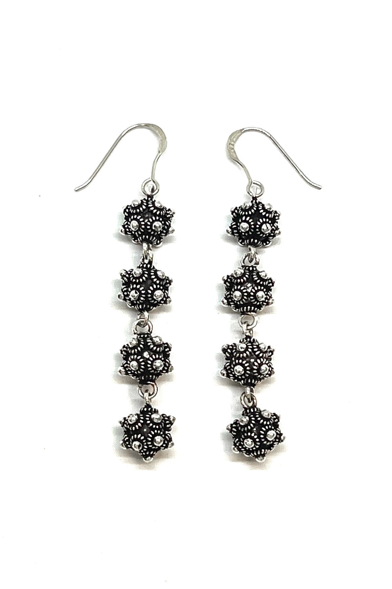 Sterling Silver Laos Dangle Ball Earrings