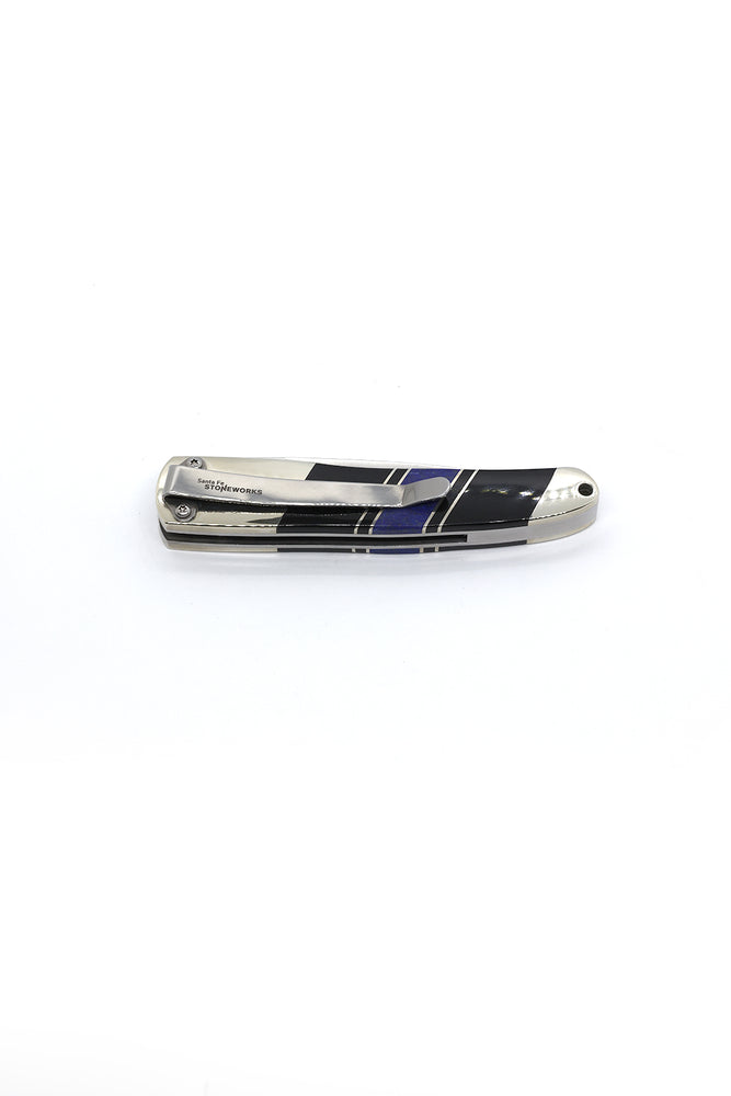 Lapis and Black Jet Inlay Pocket Knife