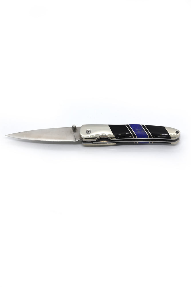 Lapis and Black Jet Inlay Pocket Knife