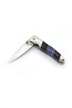 Lapis and Black Jet Inlay Pocket Knife