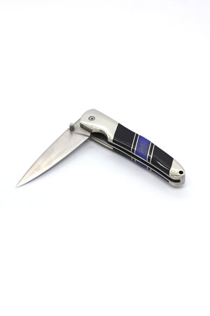 Lapis and Black Jet Inlay Pocket Knife