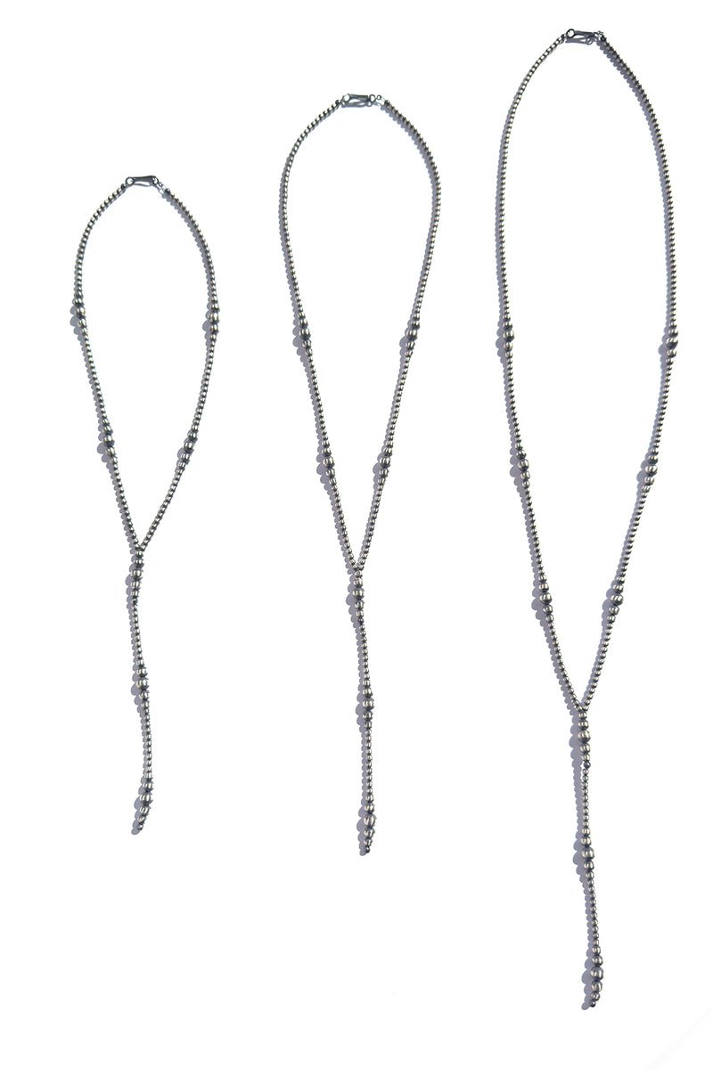 Oxidized Sterling Silver Bead Lariat Necklace - 30"