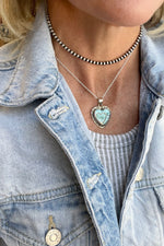 Navajo Larimar Inlay Heart Pendant