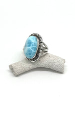 Anthony Kee Larimar and Sterling Silver Ring (Size 8)