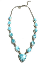 Modern Larimar and Sterling Silver Necklace