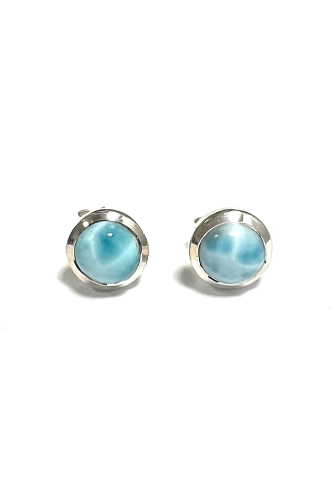 Larimar Sterling Silver Stud Earrings