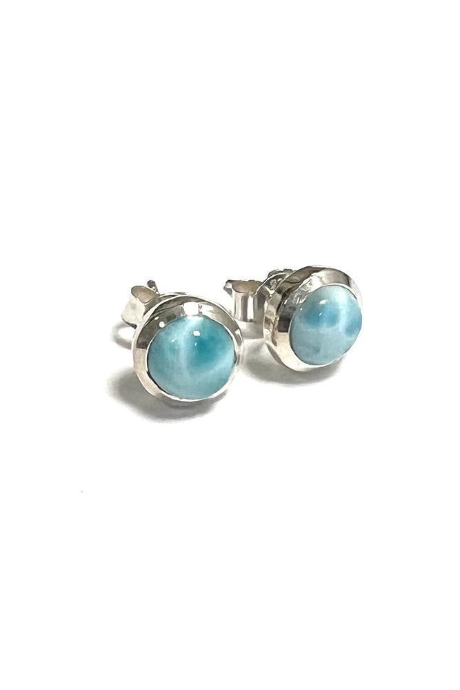 Larimar Sterling Silver Stud Earrings
