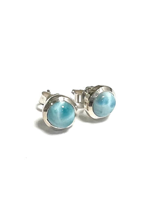 Larimar Sterling Silver Stud Earrings