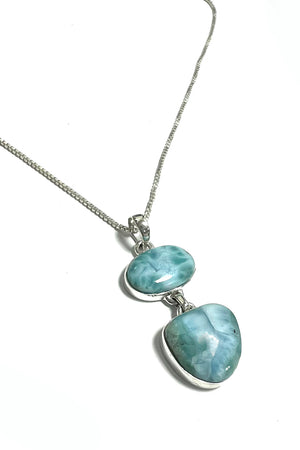 Larimar Double Stone Pendant Necklace