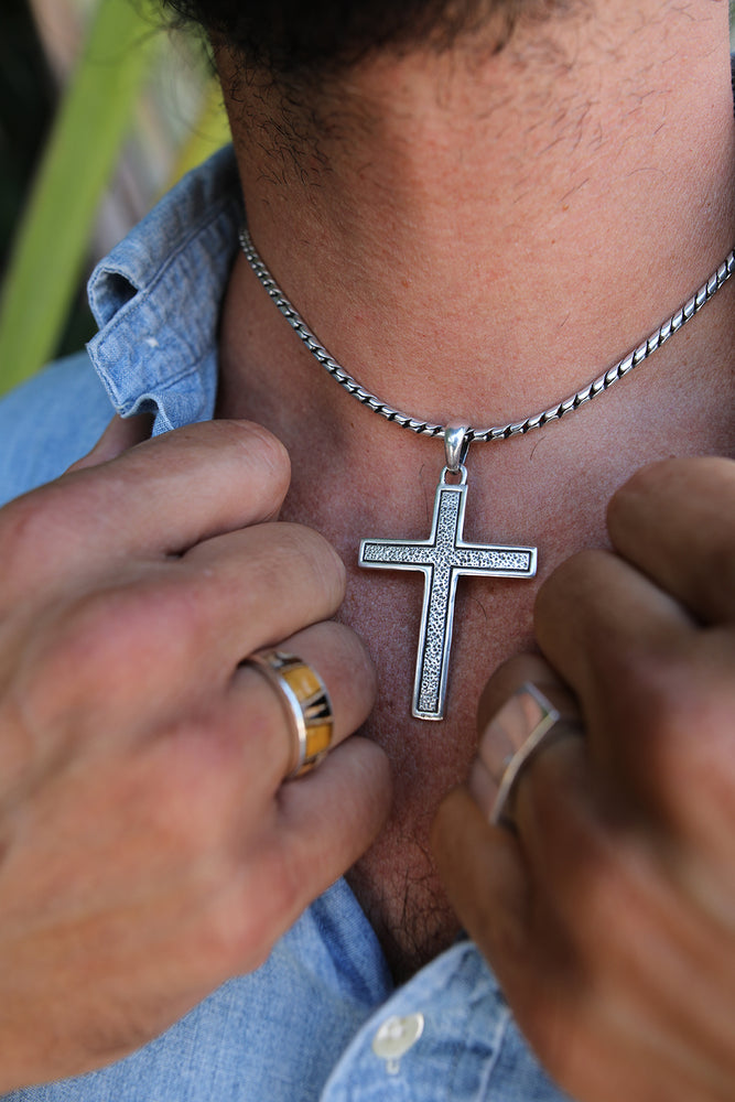 Sterling Silver Textured Cross Pendant