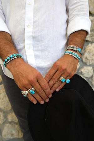 Chester Charlie Kingman Turquoise Row Bracelet