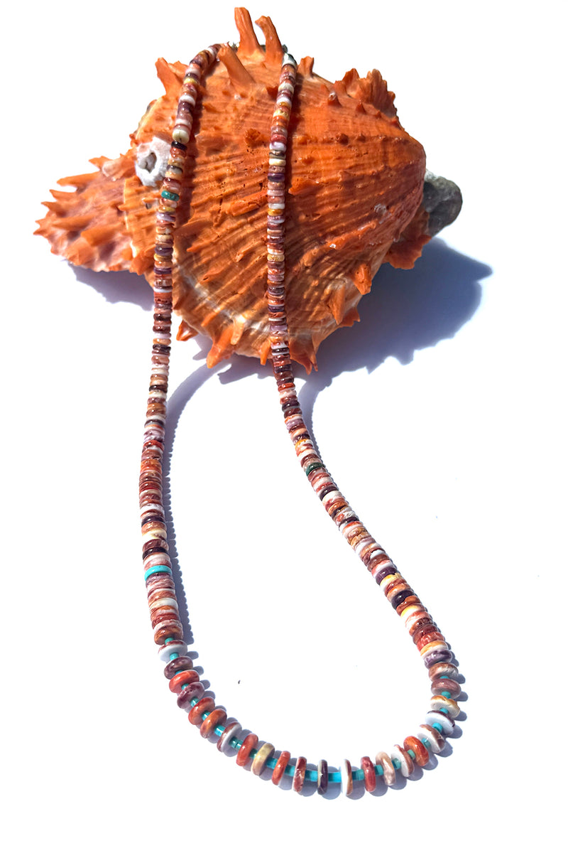 Multi-Stone Spiny Oyster Shell Necklace – Handmade