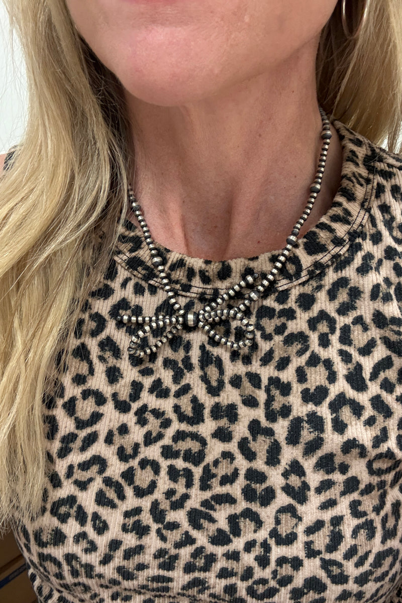 Oxidized Sterling Silver Navajo Pearl Bow Necklace