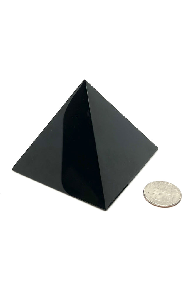 Highly Polished Black Obsidian Pyramid