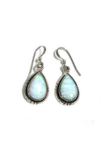 White Opal Teardrop Sterling Silver Earrings