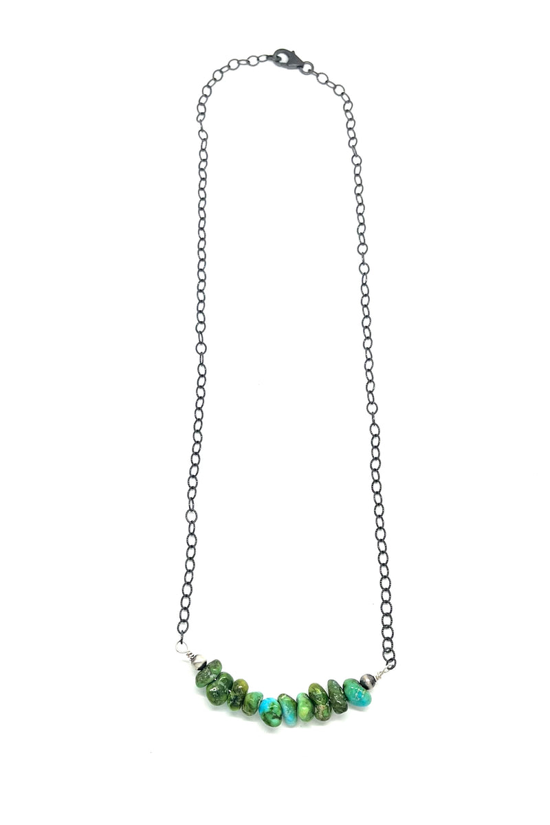 Oxidized Sterling Silver and Sonoran Gold Turquoise Nugget Necklace