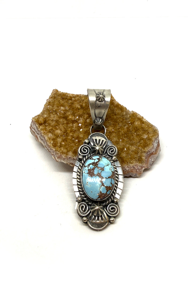Golden Hills Turquoise Pendant – Navajo Handmade Sterling Silver