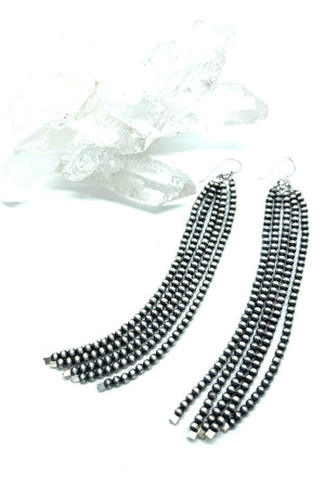 Oxidized Sterling Silver Bead 5 Strand Earrings