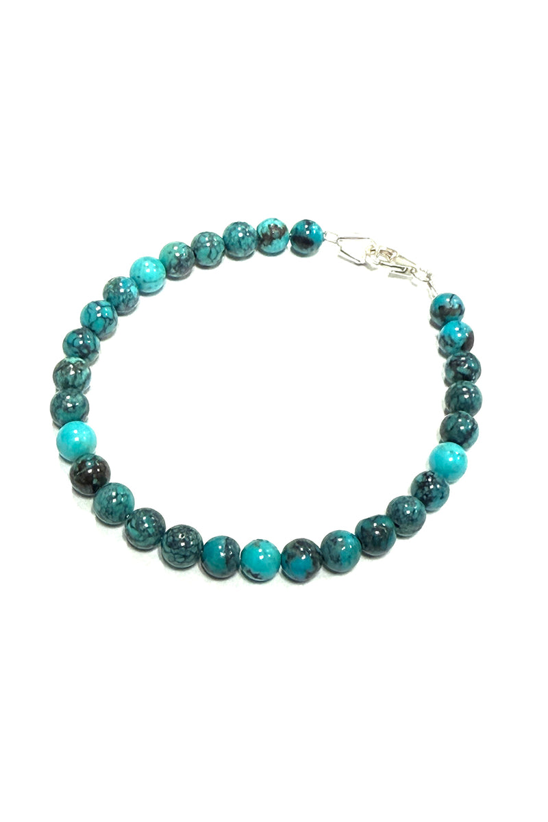 Genuine Round Turquoise Beaded Bracelet