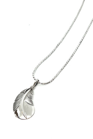 Beautiful Navajo Sterling Silver Curved Feather Pendant