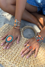 Navajo Delbert Vandever Orange Spiny Shell Ring (Size 6 )