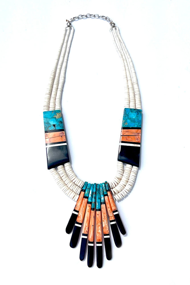 Santo Domingo Turquoise and Orange Spiny Shell Statement Necklace