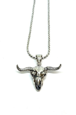 Sterling Silver Longhorn Skull Pendant