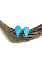 Zuni Teardrop Sleeping Beauty Turquoise Channel Inlay Earrings