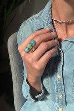 Triple Stone Long Turquoise Ring (Size 7 ½ )