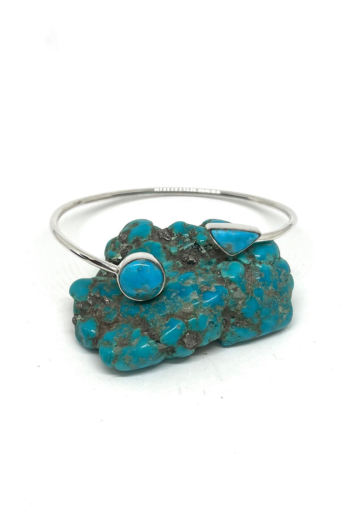 Turquoise Sterling Silver Split Bracelet/ Circle and Triangle