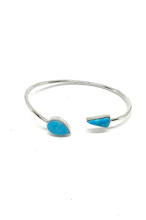 
                
                    Load image into Gallery viewer, Turquoise Sterling Silver Split Bracelet/ Triangle and Teardrop
                
            