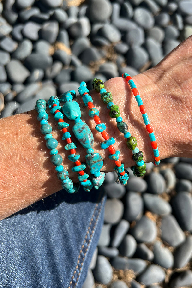 Genuine Round Turquoise Beaded Bracelet
