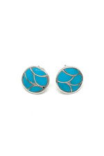 Zuni Sleeping Beauty Turquoise Channel Inlay Earrings