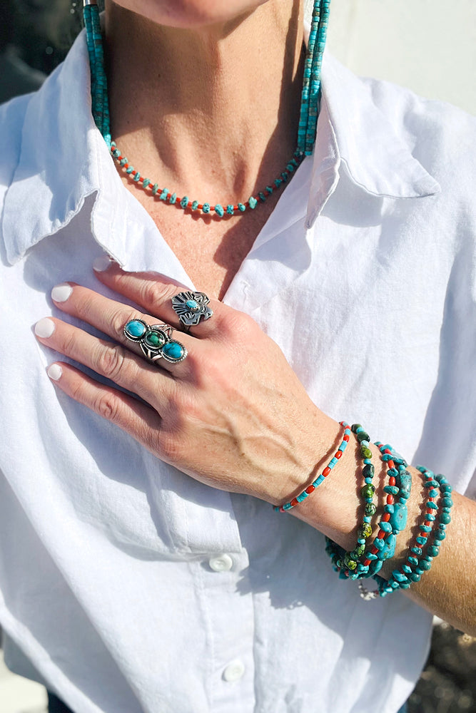 Chunky Turquoise Nugget Bead Bracelet - Main Image