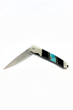 Turquoise and Black Jet Inlay Knife