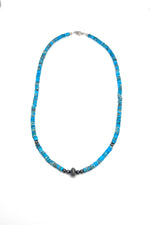 Santo Domingo Turquoise Heishi and Oxidized Bead 18" Necklace