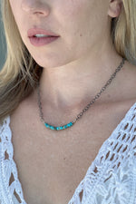 Oxidized Sterling Silver and Turquoise Heishi Necklace