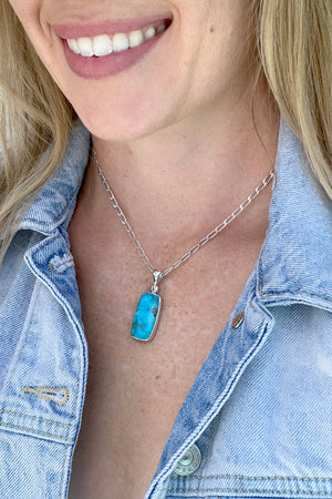 
                
                    Load image into Gallery viewer, Blue Turquoise Small Rectangle Pendant
                
            