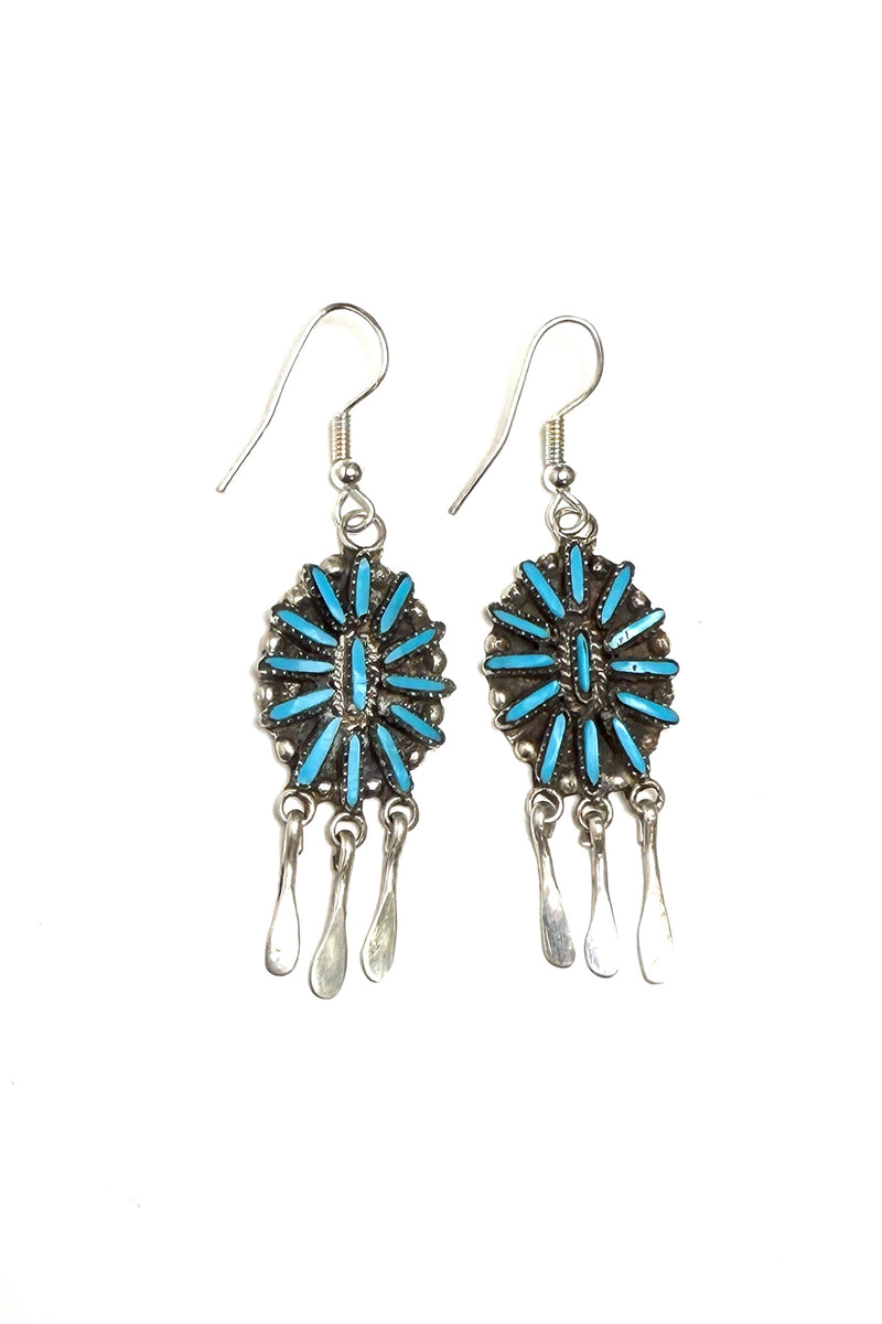 Zuni Needlepoint Turquoise Dangle Earrings