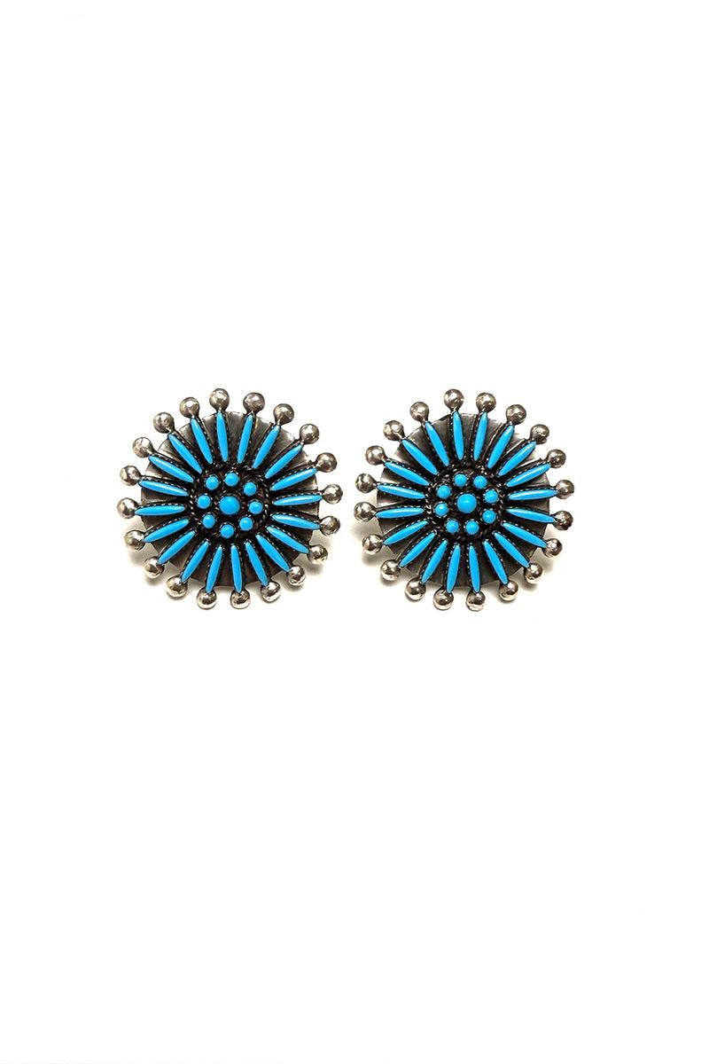 Zuni Needlepoint Turquoise Cluster Earrings