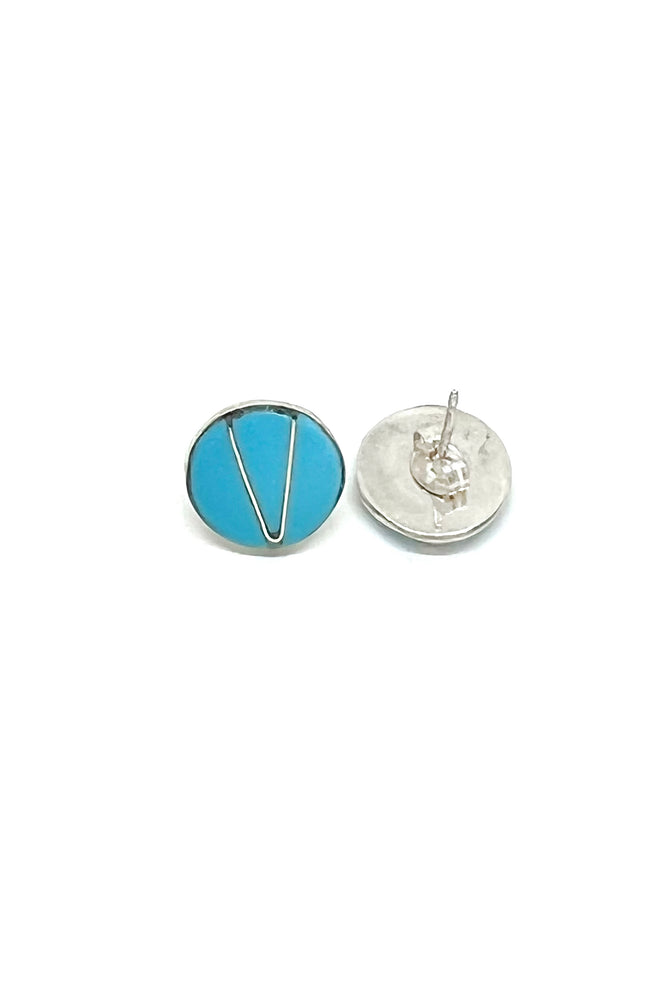 Zuni Sleeping Beauty Turquoise Channel Inlay Post Earrings