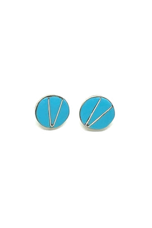 Zuni Sleeping Beauty Turquoise Channel Inlay Post Earrings