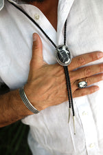 Navajo White Buffalo Bolo Tie