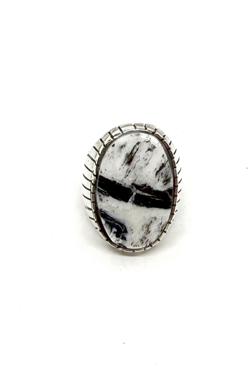 Handmade Navajo White Buffalo Ring - Sterling Silver