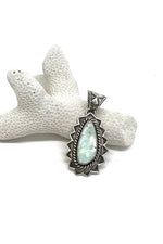 Navajo Handmade Dry Creek White Turquoise Sterling Silver Pendant by Kevin Ramone