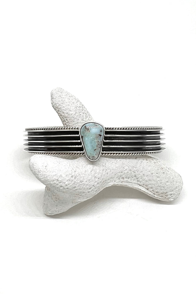 Navajo Sterling Silver and Dry Creek Turquoise Cuff by Darrel Yazzie