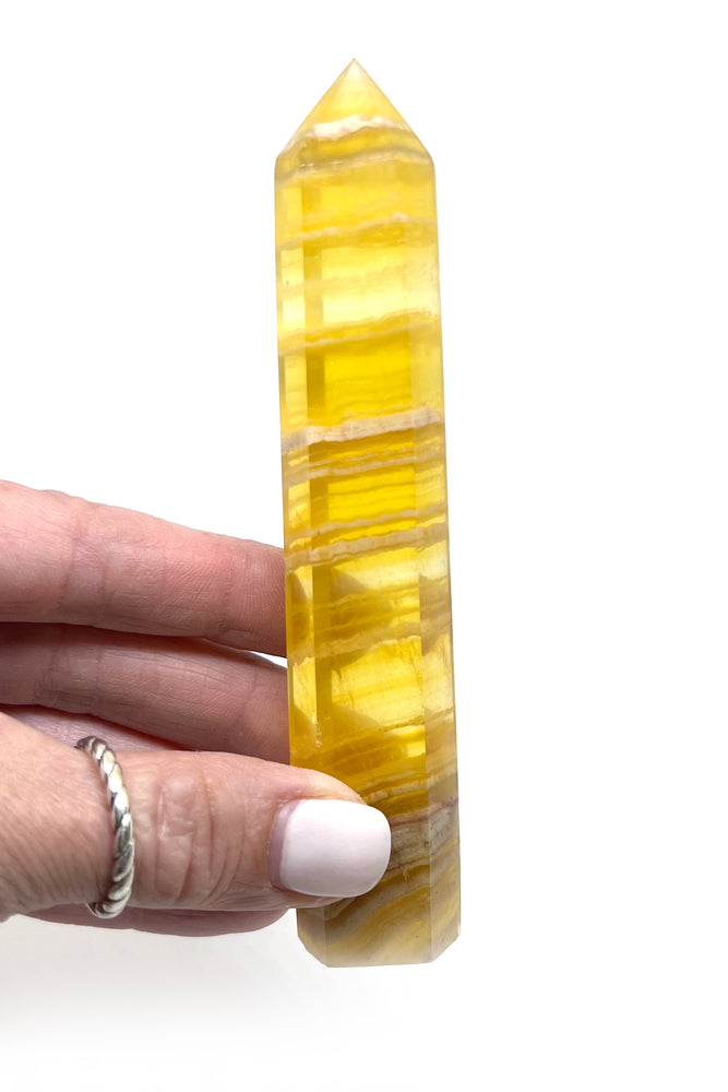 
                
                    Load image into Gallery viewer, Honey Yellow Fluorite Crystal Point
                
            