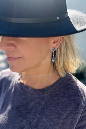
                
                    Load image into Gallery viewer, Zuni Sleeping Beauty Turquoise and Sterling Silver Post Earrings
                
            